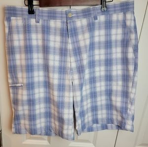 Grand Slam Light Blue‎ Plaid Flat Front Golf Shorts W38